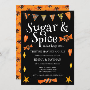 Invitation Halloween Thème C'est un Baby shower de fille