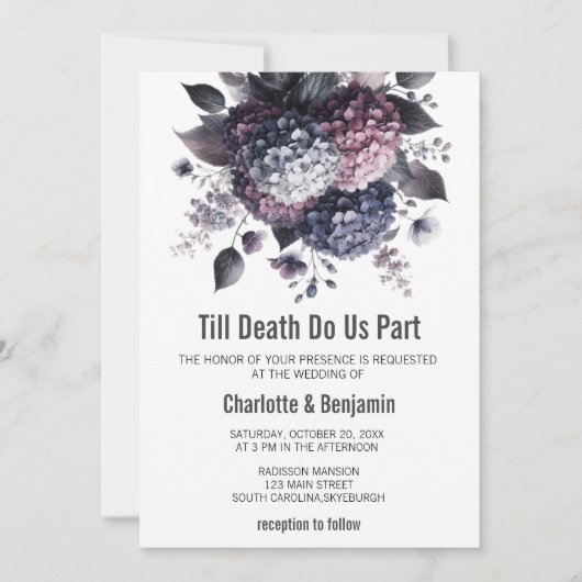 Invitation Halloween thème gothique Hydrangea Mariage floral (Devant)