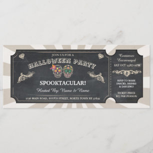 Invitation Halloween Ticket Sugar Skuls Party Événement Éffra