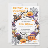 Invitation Halloween Tiny Feet, Baby shower sucré Éffrayant (Devant)
