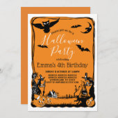 Invitation Halloween, Tricoter ou Traiter, automne, invitatio (Devant / Derrière)