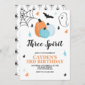 Invitation Halloween Trois Esprit 3e anniversaire Citrouilles (Devant / Derrière)