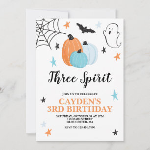 Invitation Halloween Trois Esprits 3e Anniversaire Citrouille