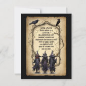 Invitation Halloween trois sorcières et brindilles (Devant)
