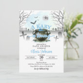 Invitation Halloween Un bébé brasse Baby shower bleu (Debout devant)