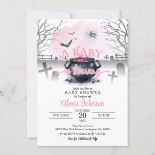 Invitation Halloween Un bébé brasse Baby shower rose