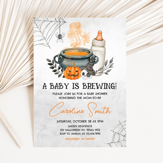 Invitation Halloween Un bébé brasse du Baby shower