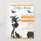 Invitation Halloween Un Bébé Brasse Sorcière Moderne (Devant)