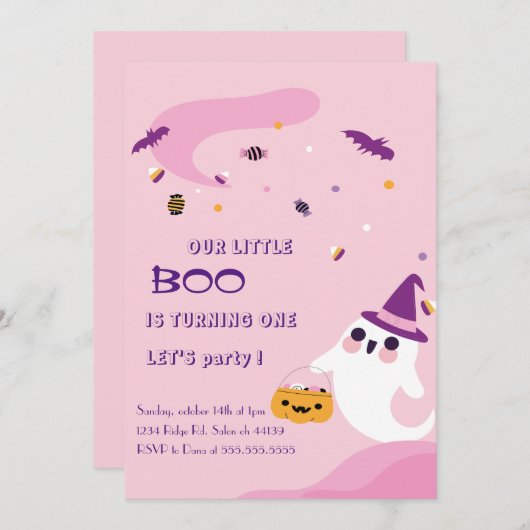 Invitation Halloween Un petit anniversaire (Devant / Derrière)