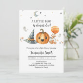 Invitation Halloween Un Petit Baby shower Citrouille Boo (Debout devant)