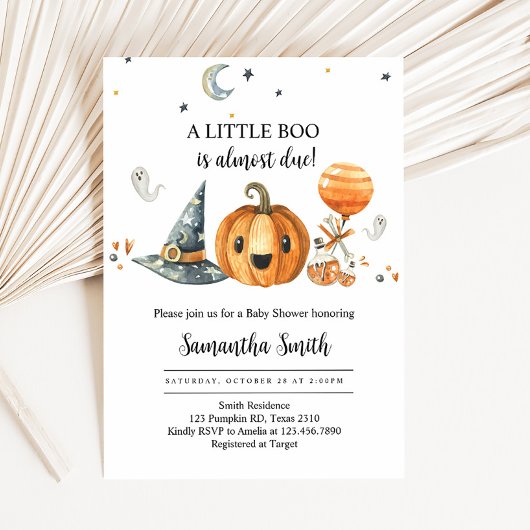 Invitation Halloween Un Petit Baby shower Citrouille Boo