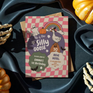 Invitation halloween Une Oie Idiote Rétro 1er anniversaire