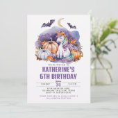 Invitation Halloween Unicorn Aquarelle fête d'anniversaire (Debout devant)