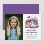 Invitation Halloween Unicorn Aquarelle fête d'anniversaire (Devant / Derrière)