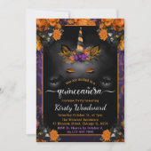 Invitation Halloween Unicorne Florale Face Automne Quinceaner (Devant)