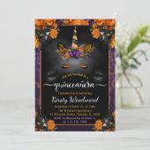 Invitation Halloween Unicorne Florale Face Automne Quinceaner (Debout devant)
