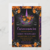 Invitation Halloween Unicorne Florale Face Quinceanera (Devant)
