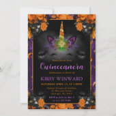 Invitation Halloween Unicorne Florale Face Quinceanera (Devant)