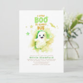 Invitation Halloween Vert Un Baby shower Amusant Bébé Boo (Debout devant)
