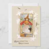 Invitation Halloween vintage Cute Little Witch (Devant)