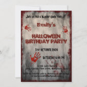Invitation Halloween Vintage des mains de sang (Devant)
