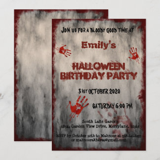 Invitation Halloween Vintage des mains de sang
