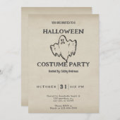 Invitation Halloween Vintage Fantôme Simple (Devant / Derrière)