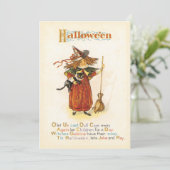 Invitation Halloween vintage Fun Little Witch (Debout devant)