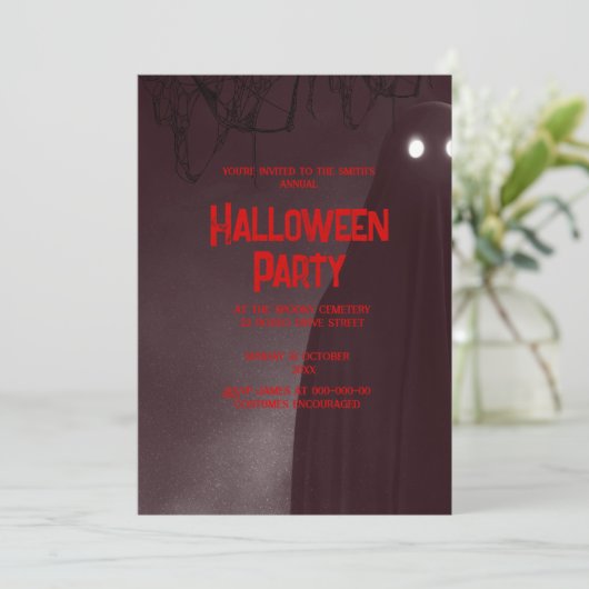 Invitation halloween vintage gothique (Debout devant)