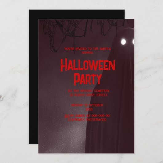 Invitation halloween vintage gothique (Devant / Derrière)