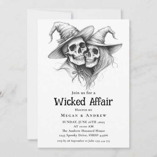 Invitation Halloween Vintage Gothique Skull Invit (Devant)