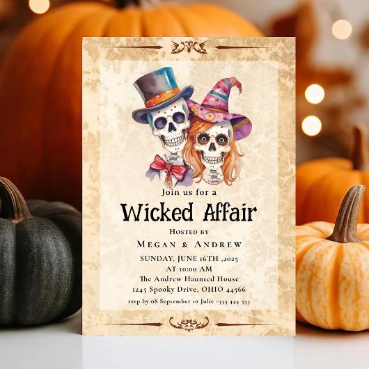 Invitation Halloween Vintage Gothique Skull Invit