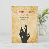 Invitation Halloween vintage Haunted house party (Debout devant)