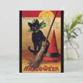Invitation Halloween vintage par Ellen Clapsaddle, Chat noir (Debout devant)