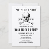 Invitation Halloween vintage Pirate et os (Devant)