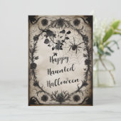 Invitation Halloween vintages Roses noirs (Debout devant)