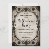 Invitation Halloween vintages Roses noirs (Dos)