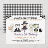 Invitation Halloween violet appeler tous les monstres Anniver (Devant / Derrière)