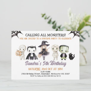 Invitation Halloween violet appeler tous les monstres Anniver