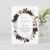 Invitation Halloween violet Floral et Mariage crâne blanc (Debout devant)