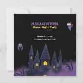 Invitation Halloween violet noir amusant (Rectangle) (Devant)