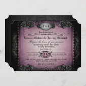 Invitation Halloween violet noir Rose mariage gothique Invita (Devant / Derrière)
