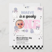 Invitation Halloween violet rétro Éffrayant Un 1er anniversai (Devant)