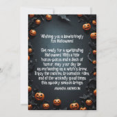 Invitation Halloween visage sorcière dans les salutations de  (Dos)
