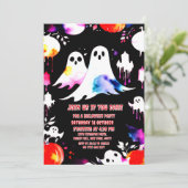 Invitation Halloween Watercolor citrouille et fête des fantôm (Debout devant)