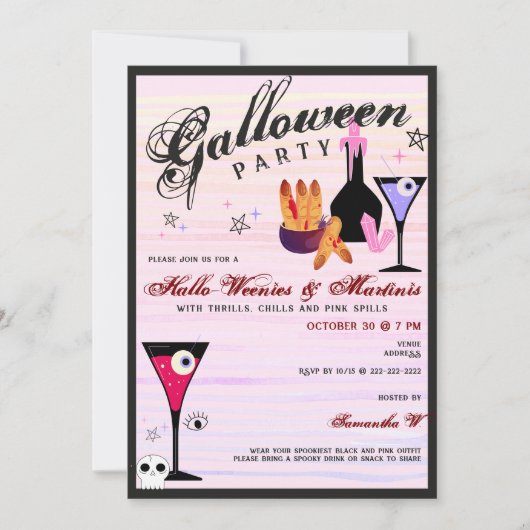 Invitation Halloween Weenies & Martinis Soirée de Goules Somb (Devant)