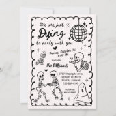 Invitation Halloween Whimsical Quirky Hand Drake Skeleton (Devant)