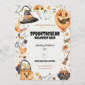 Invitation Halloween Whimsical 'Spooktacular' (Devant / Derrière)