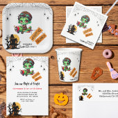 Invitation Halloween Whimsical Zombie Pilote Avion Enfants Ha