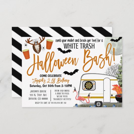 Invitation Halloween White Trash Bash (Devant / Derrière)